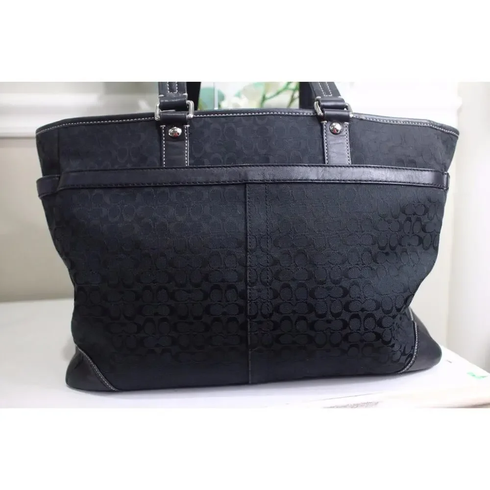Black Coach Voyage F13813 Signature Jacquard Diaper Bag Handbag Tote (220